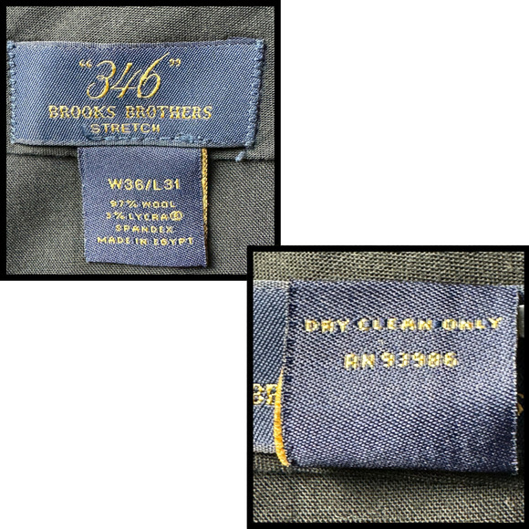 Brooks Brothers 346 Mens Stretch Wool Blend Pleated Cuffed Dress Pants Sz 36x31 - Picture 6 of 7